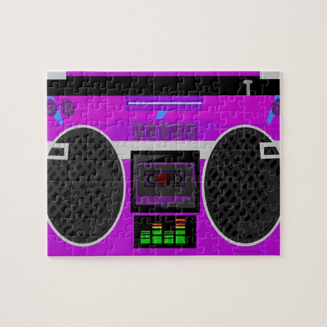 Puzzle Magnifique Violet Illustré Boombox des années 80 (Horizontal)