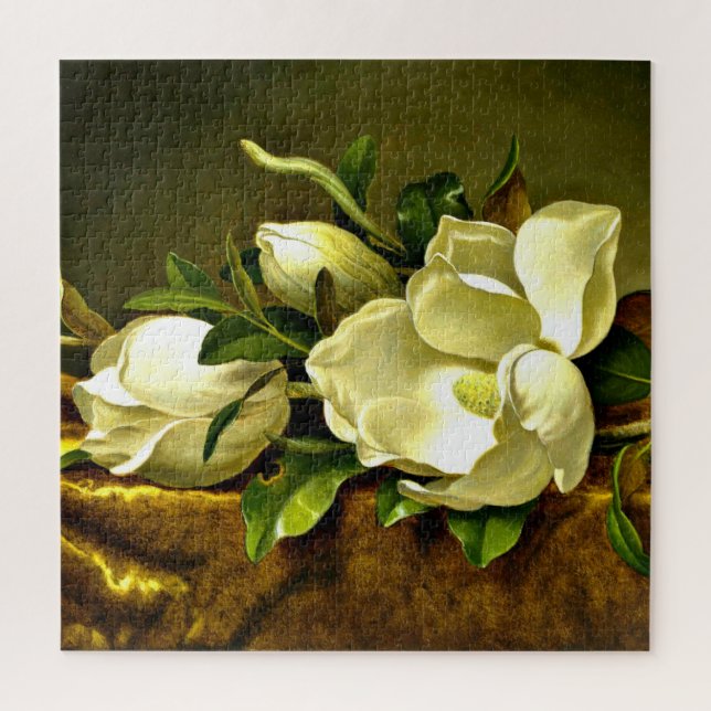 Puzzle Magnolias sur le tissu en velours or (Vertical)