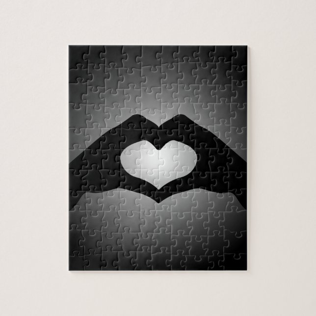 Puzzle main faisant le coeur de signe (Vertical)