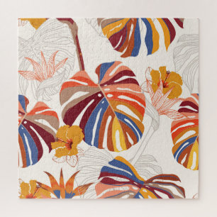 Puzzle Main florale tropicale brillante tirée