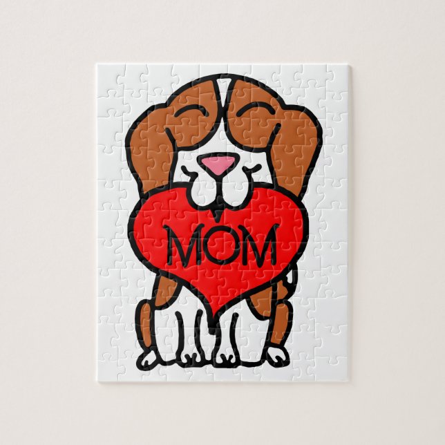 Puzzle Main tiré Beagle Coeur maman (Vertical)