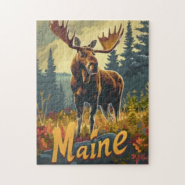 Puzzle Maine Moose Vintage (Vertical)