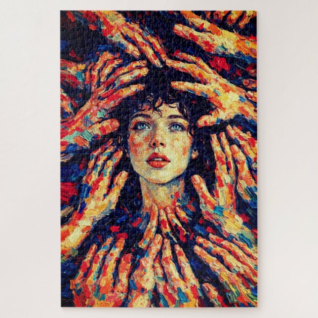 Puzzle Mains de femme couvrant le visage Émotion intense (Vertical)