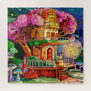 Puzzle Maison Arbre Avec Illustration Bunny