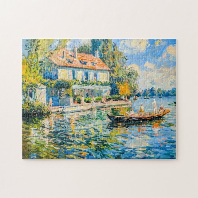 Puzzle Maison au bord du lac avec bateau (Horizontal)