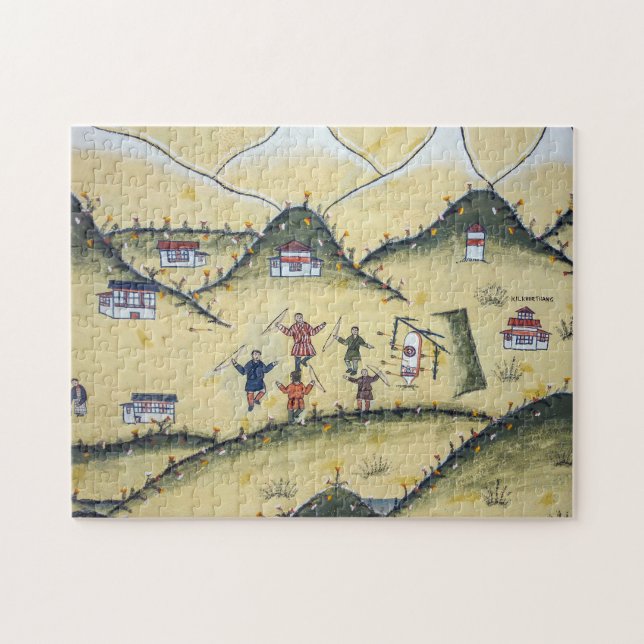 Puzzle Maison bhoutanaise avec peintures au tir à l'arc - (Horizontal)