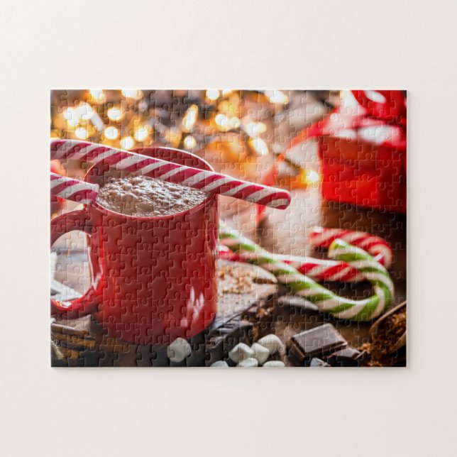 Puzzle Maison Blanche Lumières de Noël Complexe Jigsaw Pu (Horizontal)