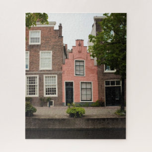 Puzzle Maison de canal hollandaise rose coloré Leiden Pay