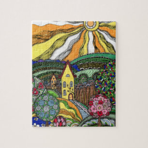 Puzzle Maison de conte de fée Zentangle capricieuse et co