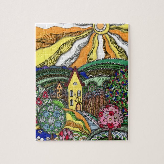 Puzzle Maison de conte de fée Zentangle capricieuse et co (Vertical)