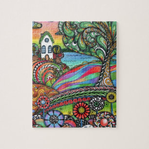 Puzzle Maison de conte de fées Zentangle fantaisiste et a