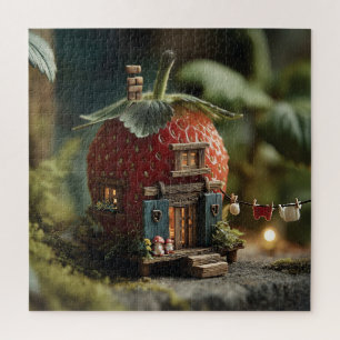 Puzzle Maison de fée aux fraises avec corde à linge minia