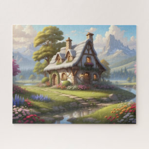 Puzzle Maison de montagne de rêve au bord du ruisseau
