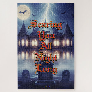 Puzzle Maison d'Halloween avec Frankie, bleu foncé