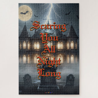 Puzzle Maison d'Halloween avec Frankie, gris foncé