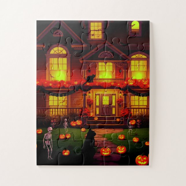 Puzzle Maison effrayante la nuit d'Halloween (Vertical)