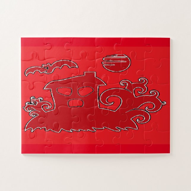 Puzzle Maison éffrayante rouge (Horizontal)