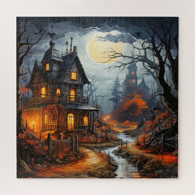 Puzzle Maison hantée d'Halloween éffrayant (Horizontal)