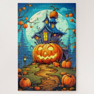 Puzzle Maison hantée festive mignonne Joyeux Halloween