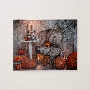 Puzzle Maison hantée Halloween bougies Citrouilles