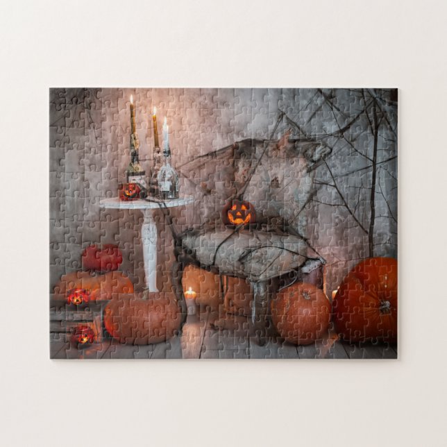 Puzzle Maison hantée Halloween bougies Citrouilles (Horizontal)