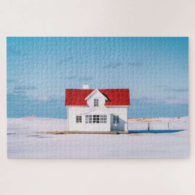 Puzzle Maison Lofoten Norvège Voyage en plein air Neige d (Horizontal)