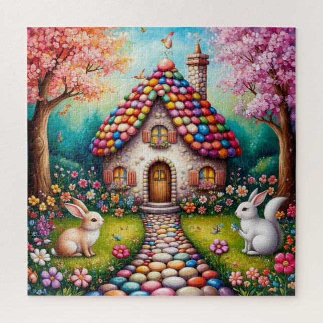 Puzzle Maisonnette Fantaisiste Avec Lapins (Vertical)
