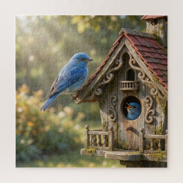 Puzzle Maisonnette victorienne avec merles bleus (Vertical)