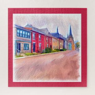 Puzzle Maisons Abstraites de rangées d'aquarelle