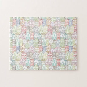 Puzzle Maisons colorées motif d'art