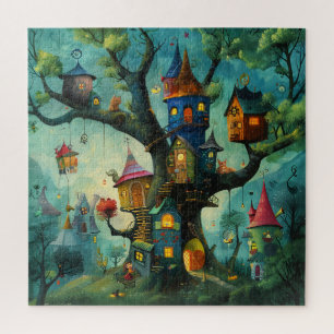 Puzzle Maisons dans l'Arbre Fantaisistes dans un Gros Arb