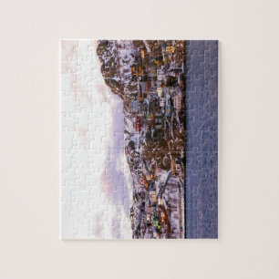 Puzzle Maisons De Jelly Bean Peintes Par Coucher De Solei