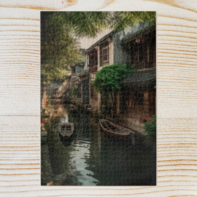 Puzzle Maisons sur un canal à Lijiang (Homes on a Canal in Lijiang Jigsaw Puzzle)