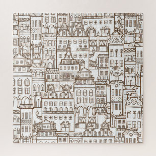 Puzzle Maisons vintages : Architectural Seamless Motif.