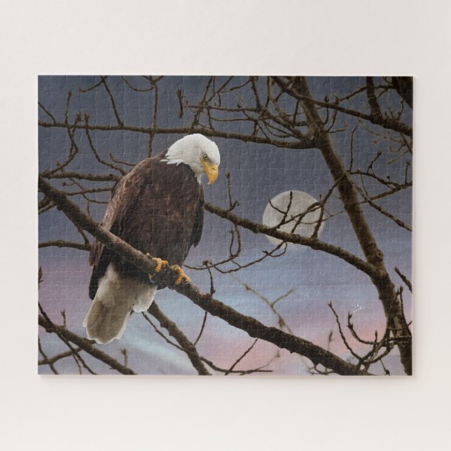Puzzle Majestic Bald Eagle Sous Pleine lune (Horizontal)