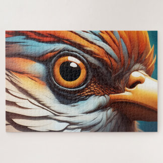 Puzzle Majestic Fiery Bird Portrait - Intense Close-Up