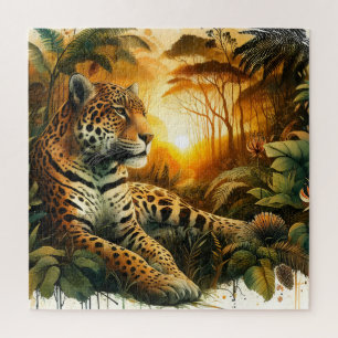 Puzzle Majestic Jaguar Sunset jungle vibrante nature Cade