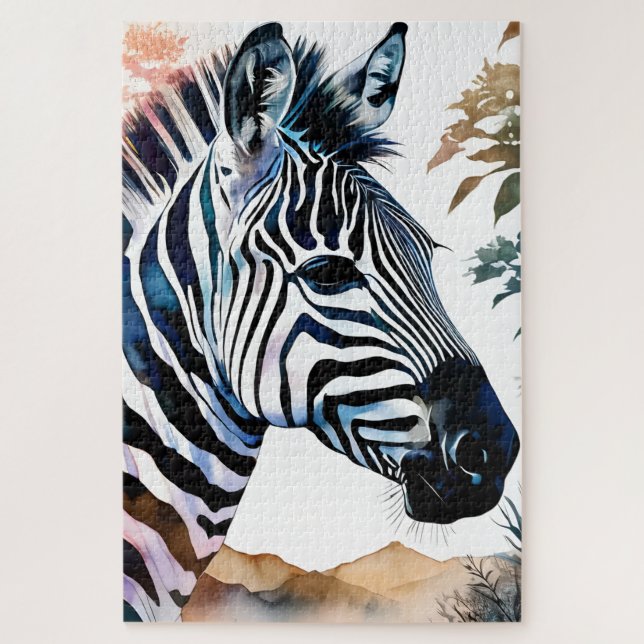 Puzzle Majestic Zebra en aquarelle (Vertical)