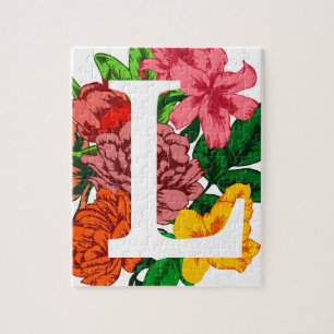 Puzzle Majuscule L monogramme floral