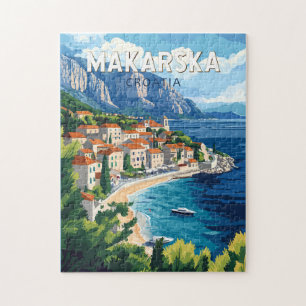 Puzzle Makarska Croatie Illustration Voyage Art Vintage
