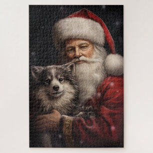 Puzzle Malamute d'Alaska avec le Père Noël Noël