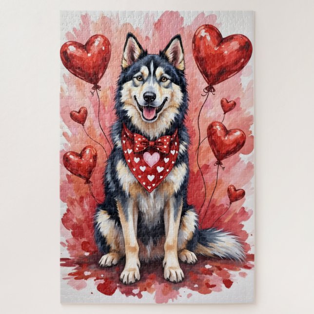 Puzzle Malamute d'Alaska pour la Saint-Valentin - Art de  (Vertical)