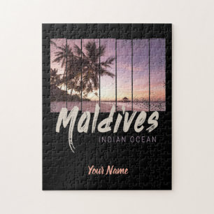 Puzzle Maldives Indian Ocean vintage sunset