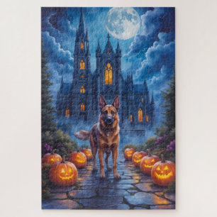 Puzzle Malinois belge Cathédrale gothique Art Halloween
