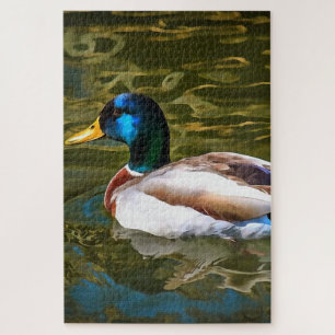 Puzzle Mallard Duck Portrait Artistique