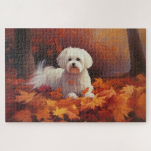 Puzzle Maltais dans les feuilles d'automne tombent inspir