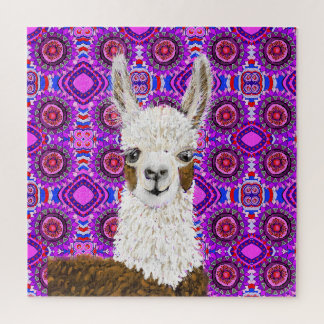 Puzzle Mama Lama Vit Dans Le Violet