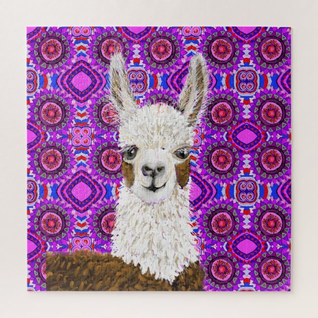 Puzzle Mama Lama Vit Dans Le Violet (Vertical)