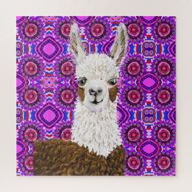 Puzzle Mama Llama Living In Purple (Vertical)