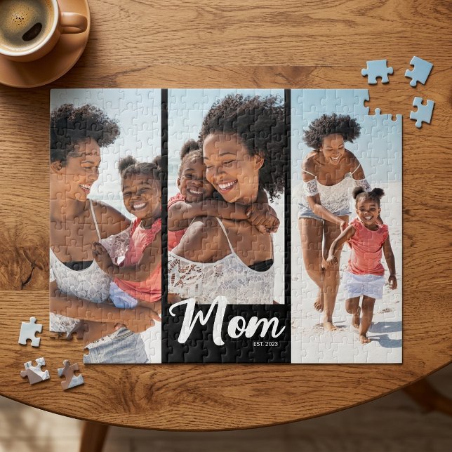 Puzzle Maman a établi le script moderne 3 Photo (Mom Established Modern Script 3 Photo Jigsaw Puzzle)